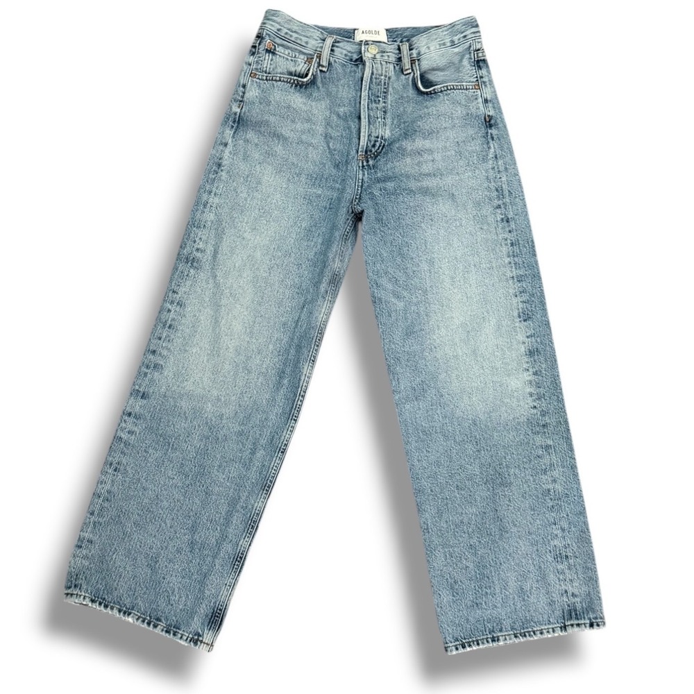 AGOLDE Ren High Rise Wide Leg Jeans 26  Button Fly Cotton Minimalist Everyday